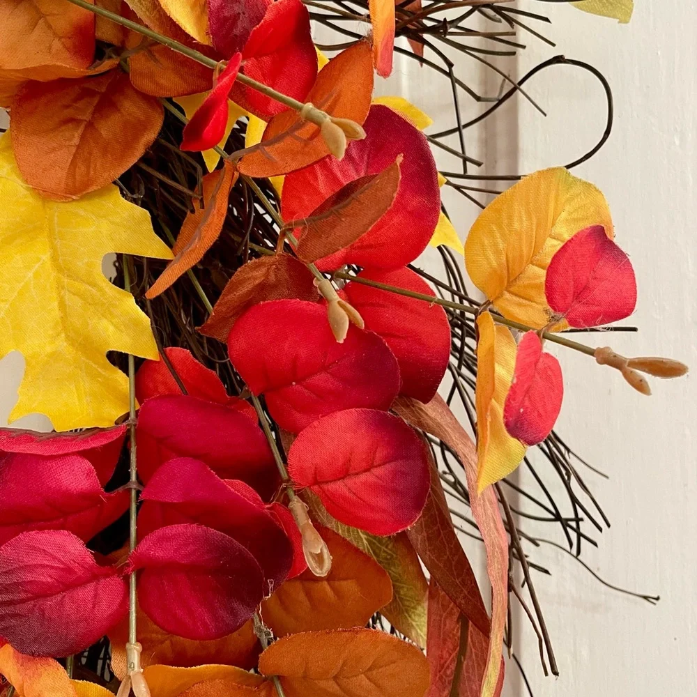 Vibrant Red & Orange Autumn Wreath for Door by Heritage Harvest (NEW)